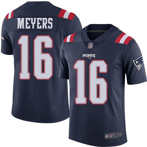 New England Patriots Football 16 Rush Vapor Limited Navy Blue Men Jakobi Meyers NFL Jersey